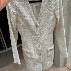 Cream Textured dress with Tailored Silhouette